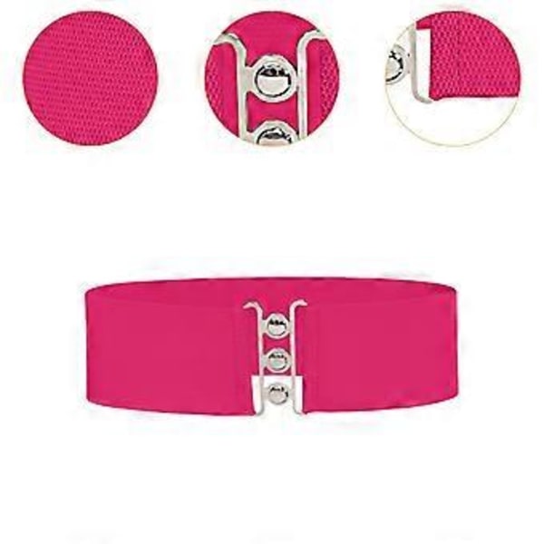 Elastiskt brett midjebälte för damer, mode stretch midjebälte för blus jeans (Rosa) Pink