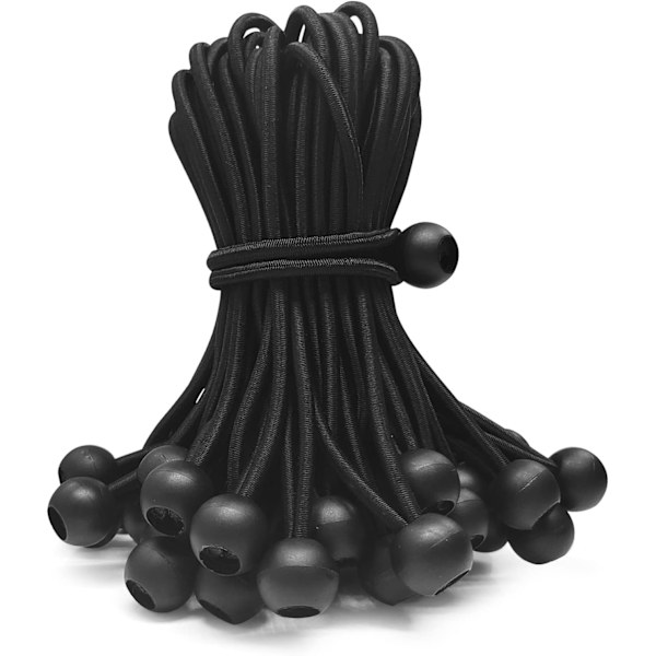 50-pack Bungee Bollar 6 tum, Svart Bungee Snöre för Tältduk, 0