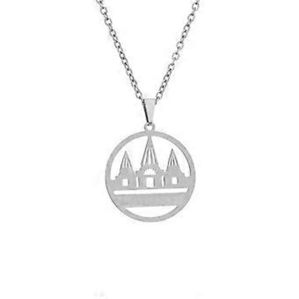 Hieno etninen Yazdi Lalish -temppeliriipus kaulakoru, herkkä solisluuketju, kaulakorukoriste, kaulakorutarvike, viehätys Silver