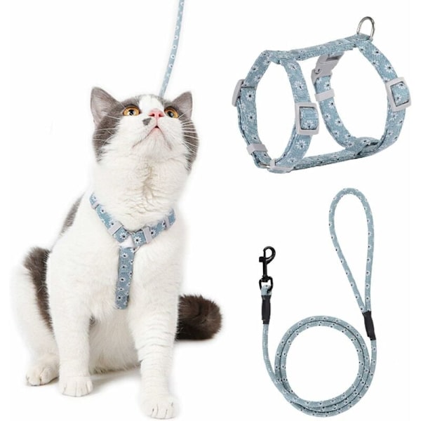 Adjustable Cat Harness Leash Harness (Blue-Green S) for Cat Small