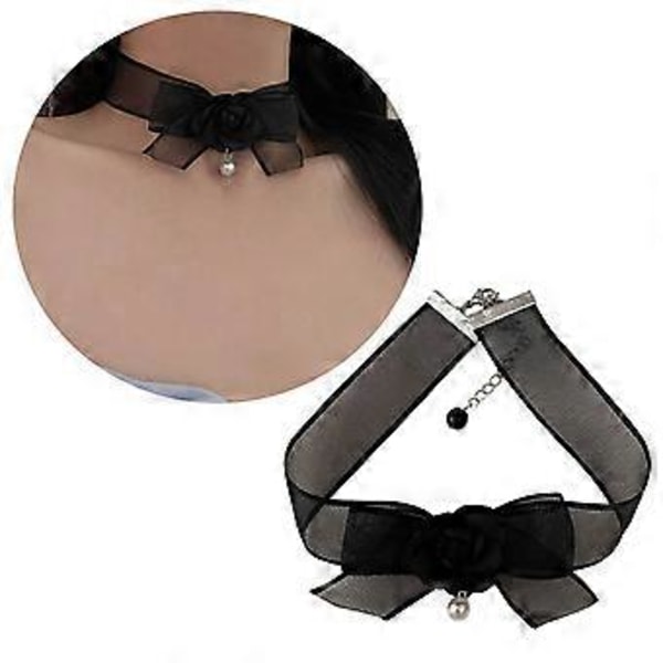 Säädettävä pituinen kaulakoru kangaskukka choker-kaulakoru retrotyylinen kaulakoru täydellinen lahja muodin ystäville