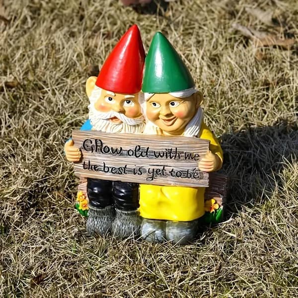 Dverg-nisse skrivebords hagepynt statue, ideell gårdsplass plen veranda dekorasjon - par nisser