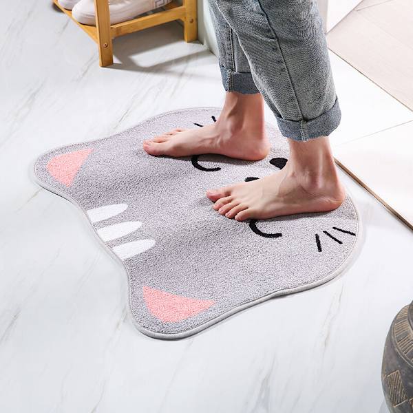 Badematte Tegneserie Absorberende Sklisikker Gulvmatte Badematte Stue Inngang Matte（Katt）