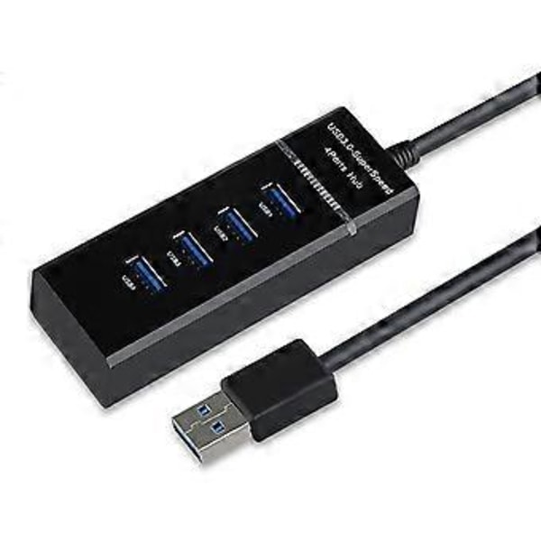 Hög Hastighet USB3.0 Hub 4-Portars USB-Adapter Kompatibel för Stationär Dator Laptop TV 5Gbps Effektiv Dataöverföring & Laddning 1 meter