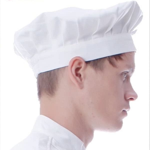 5 stk. Unisex Kokkehatt i polybomull med justerbar elastisk strikk