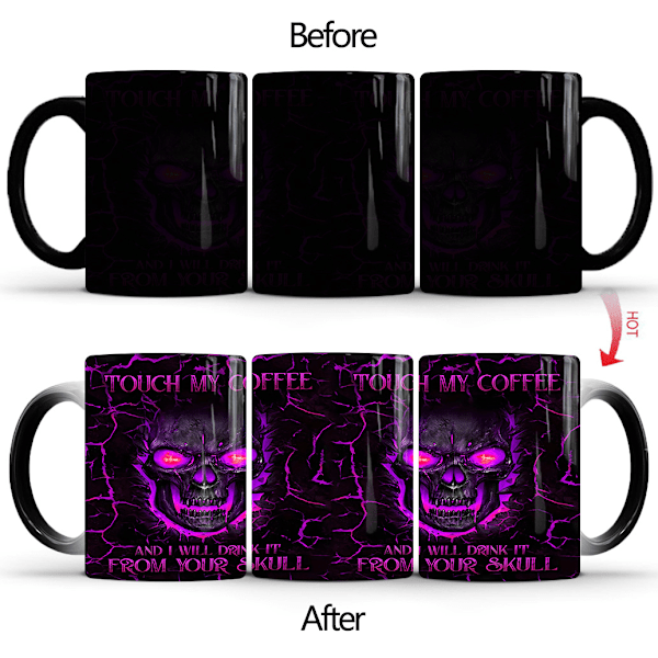 Keramisk kraniemugge for Halloween-gave, skrekk-kranietrykk, morsom kaffe-tekopp 300ml Orange
