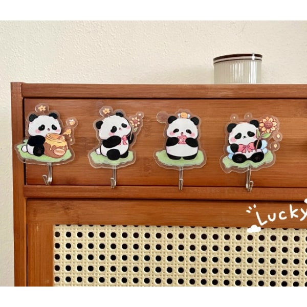 Set med 4 Panda Väggkrok Handdukshållare Badrum Rostfritt Stål Se