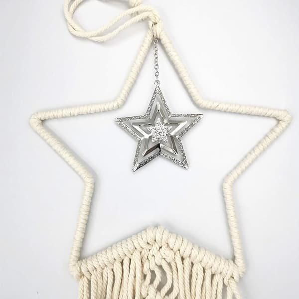 Hvid - Sæt med 2 Boho-stil blonde vægdekoration sol måne stjerner Boho