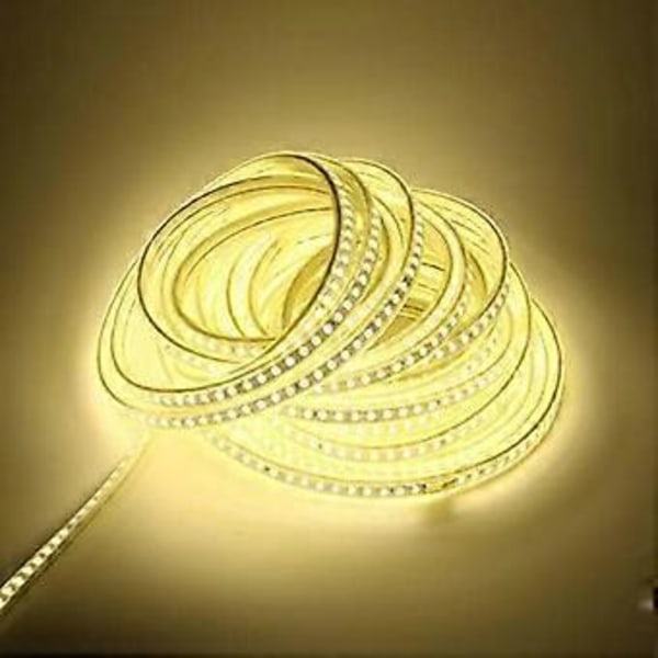 Vattentät LED-list Vit 220V, SMD 5730 120led/m LED-belysning 5m Utomhuslist med EU-kontakt inget behov av transformator (Vit, 5)