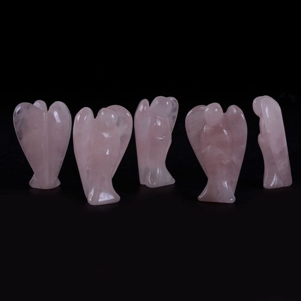 Ristade Rose Quartz Obsidian Gemstone Peace 1,5 tums ängelficka