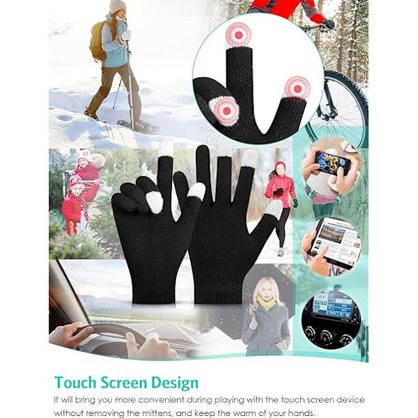 Vinter Touchscreen Handskar Stretchy Stickade Touchscreen Handskar Unisex