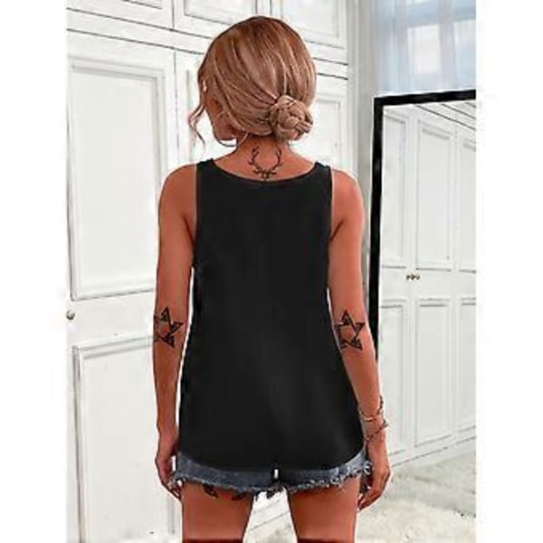 Tanktopp for kvinner med glidelås, ensfarget, moteriktig, ermeløs skjorte for sommerbruk, svart M