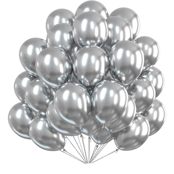 70 stk Metal Sølv Latex Ballon Fødselsdag Metal Ballon Ideel Inf