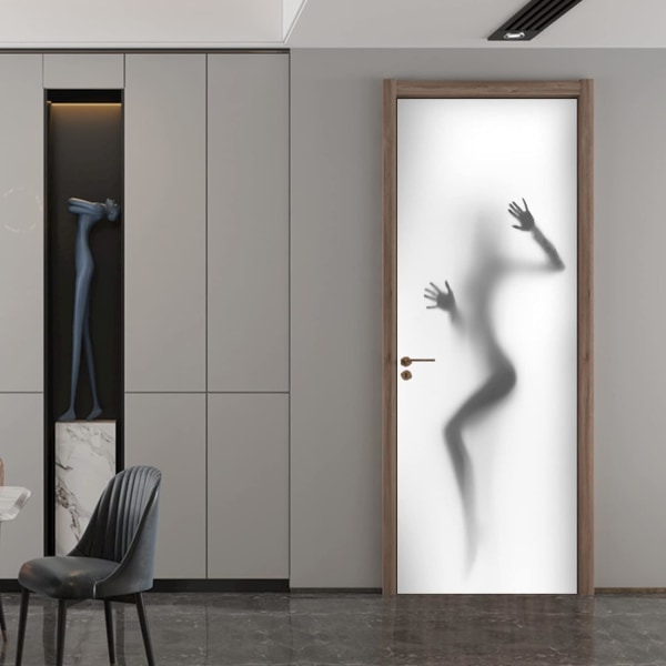 30,3\"x78,7\" 3D Sexy Girl Shadow Dørklistremermer Skrell og Lim Dør
