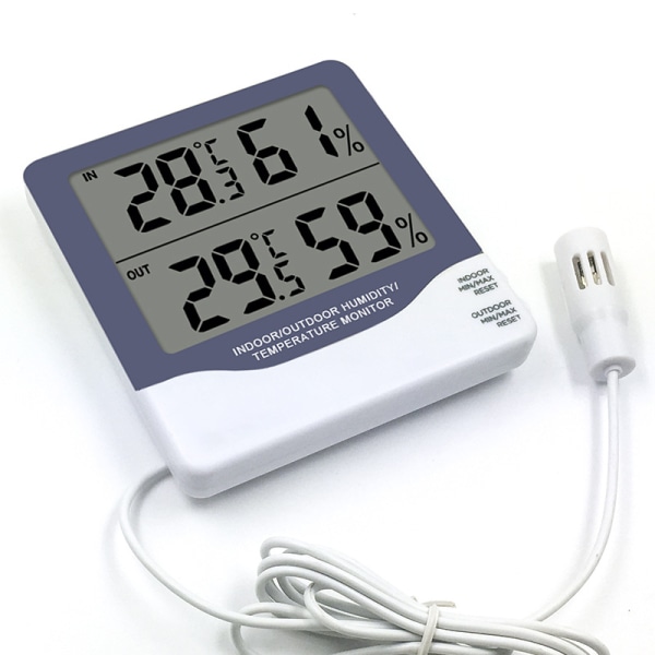 Digital termometer med stor display och inomhus- och utomhustemperaturvisning
