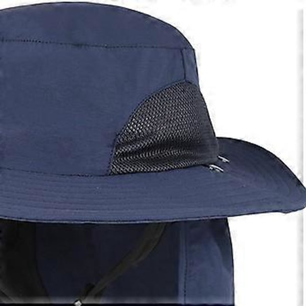 Surf Bucket Hatt Bredbrättad Solhatt Andningsbar Vuxen Unisex Fiskarhatt Portabelt Visir Fiskemössor för Camping Kajakpaddling (Mörkblå)
