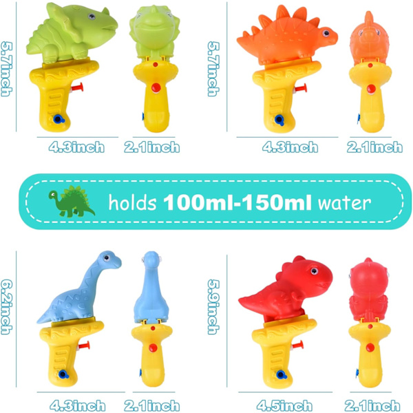 4 kappaletta lasten vesipyssyä, dinosaurus vesipyssy, pieni pitkän kantaman W