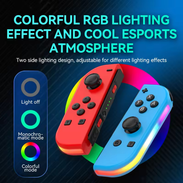 Sininen punainen Nintendo Switch Oled -ohjaimelle, jossa on RGB-valo vasemmalla