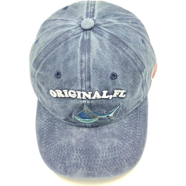 Shark broderet bomulds baseball kasket vasket distressed far hat