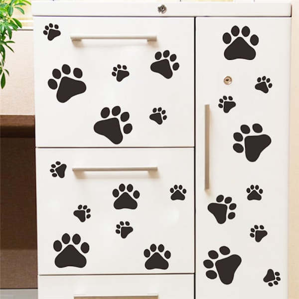 Svart hundekatt poteavtrykk veggklistremerke for soverom, hjem, oppvaskmaskin