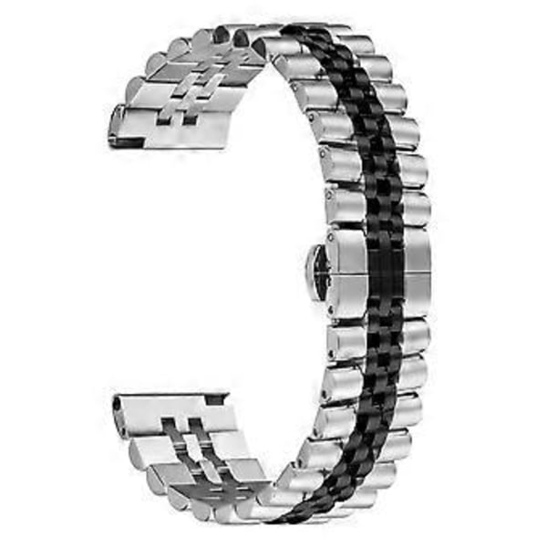 Samsung Galaxy Watch 46mm rannekkeelle 5-helminen ruostumattomasta teräksestä valmistettu perhoslukko kellon ranneke Silver+Black
