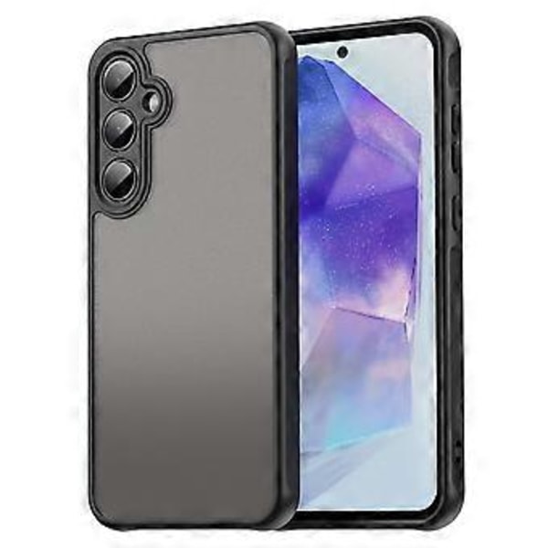 För Samsung Galaxy A55 5G Mobilskal Fallskydd Luftkuddar Frostat Genomskinligt PC+TPU Baksida Black