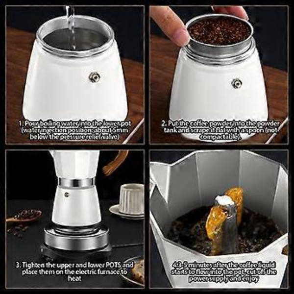 Bärbar Moka Kaffebryggare i Rostfritt Stål med Jämn Uppvärmning, Bärbara Kaffekokare för Perfekt Smakextraktion