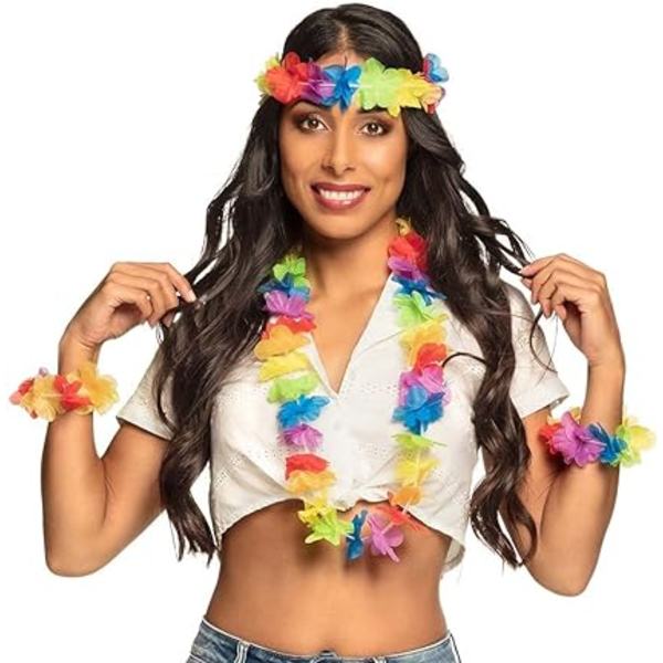 Regnbue Hawaii sæt, 4-delt sæt, tilbehør, sommer, strand, tilbehør