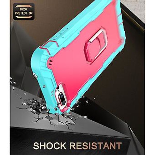 PC + Gummiskal för iPhone 8 Plus / 7 Plus Mint Green   Rose Red