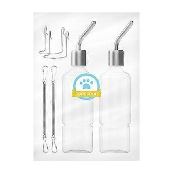 POPETPOP 2-pack Hängande Vattenflaskor för Djur - Vattenbehållare för Kaniner, Chinchillor, Marsvin