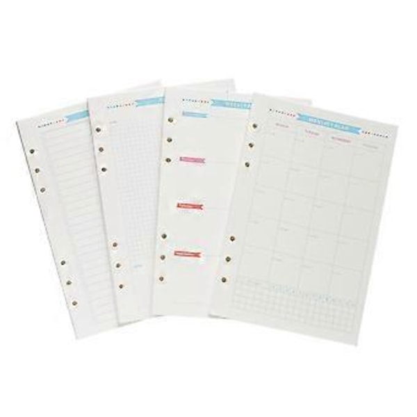 1 Sæt Assorterede Perioder Løsbladspapir 6-Huls Spiral Notesbog Papir Udskiftning (A6)