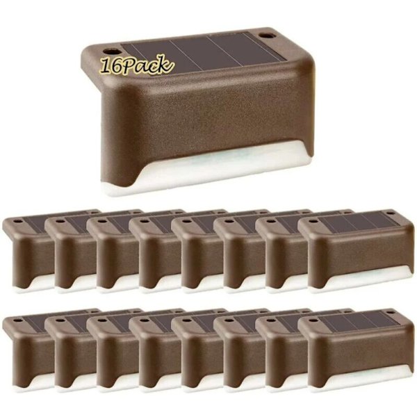 16-pack solcellsdrivna utebelysning för terrassen, vattentäta LED-solceller