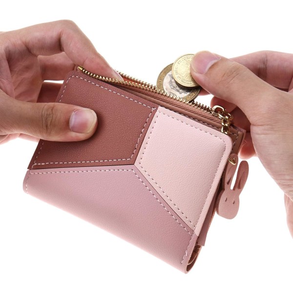 Pink Dame Kreditkort Pung Pengepung PU Læder Bifold Punge