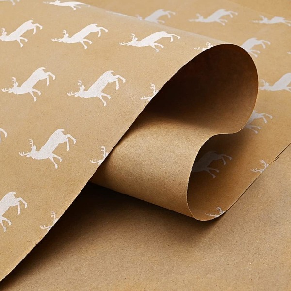 (1m x 44cm，Elk) 1m Roll of Kraft White Tree Wrapping Paper Roll