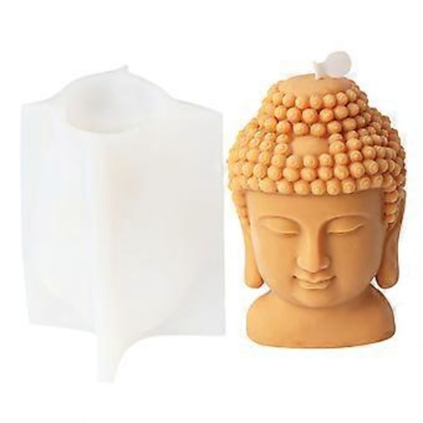 Avalokitesvara Buddha Hoved Silikoneform Aromaterapi Lys Gips DIY Epoxy Resin Støbeform Skrivebordsdekorationer 4