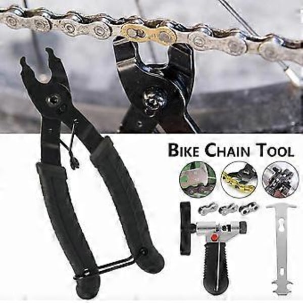 Cykelkæde Splitter Link Cykel MTB Breaker Reparations Nitte Pin Remover Værktøj (Sort+Sølv)(3 stk)