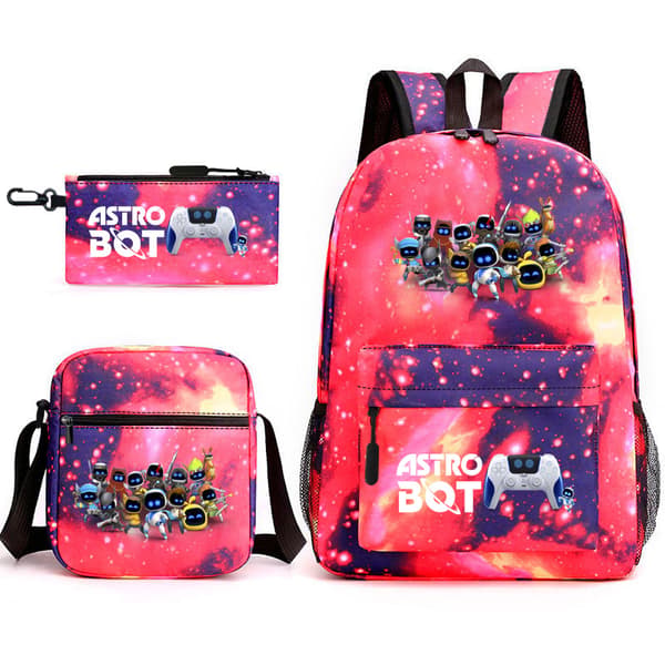 Astro Bot Skolväska för ungdomar, Cosmic Robot Axelväska 3-Dels Set-18