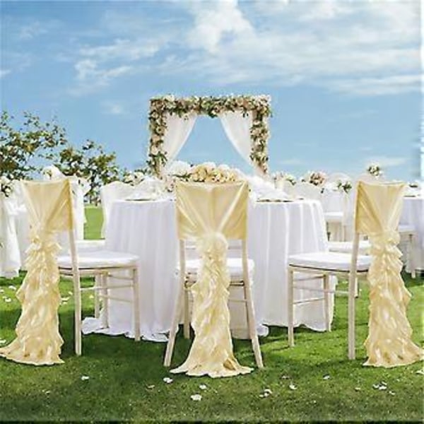 Satins Stolebetræk Chiffon Flæser Let at Rengøre til Bryllup og Særlige Lejligheder Dekoration Champagne Champagne