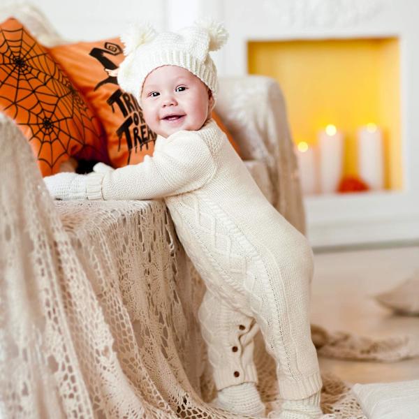 4 Halloween Pudebetræk, Orange og Sort Pudebetræk, H
