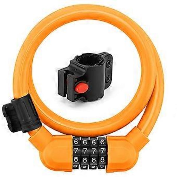 Cykelkabellås Kraftigt Stöldskydd 4-siffrigt Återställbart Kombinationslås Cykelkabellås Kodlås Kabel orange orange