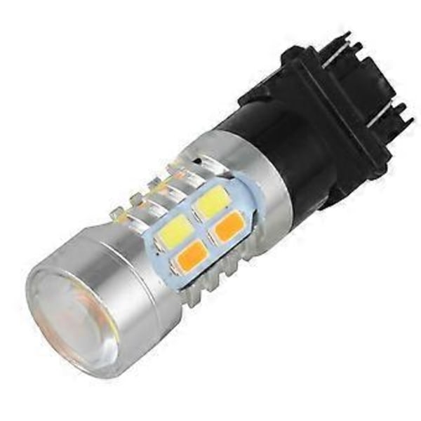 2X Högeffekts 3157 LED DRL Vit/Gul Switchback Blinkers Parkeringsljus 20-SMD-5730 Glödlampor Dubbel C
