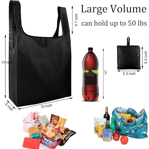 Reusable Shopping Bags Foldable Large Grocery Bags with Attach Po