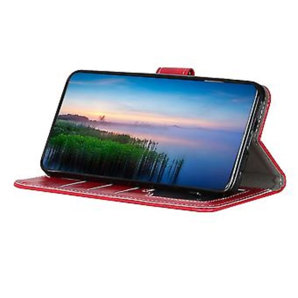 Retro Crazy Horse tekstur vandret flip læderetui med holder og kortpladser til Galaxy A21s og til Galaxy A21s Red