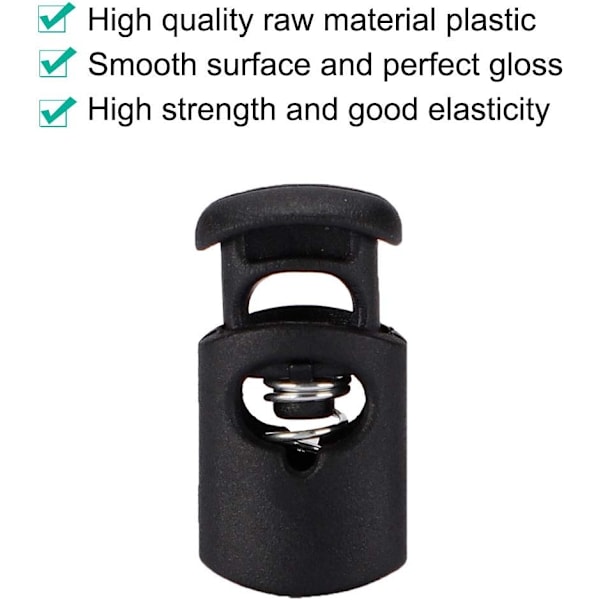 6 stk. Plast Snøre Stopper Stopper Ende Fjeder Stopper Enkelt Hul Togg