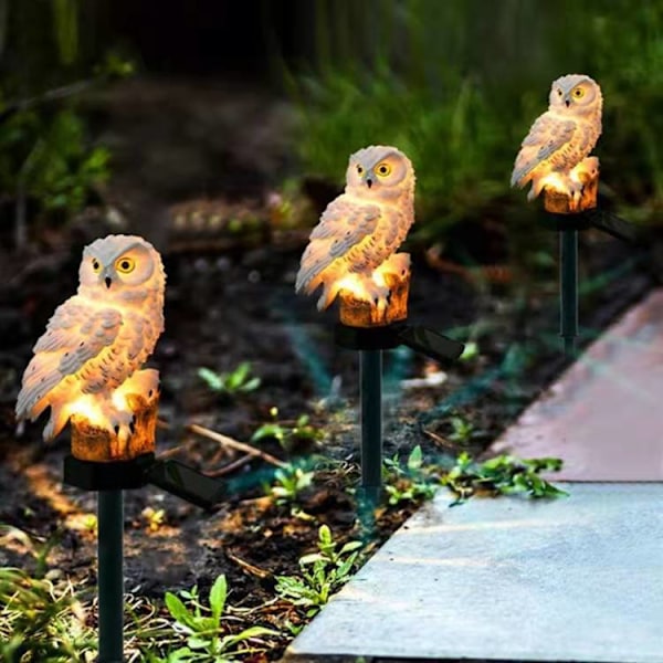 2 Stykker Haveugle Harpiks Ugle Statue Udendørs Ugle Have Miniature
