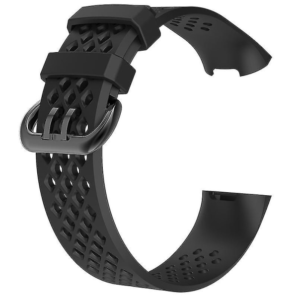 Kompatibelt mjukt silikonandningsbart klockarmband handledsrem kompatibel Fitbit Charge 3 Jikaix.S.Svart