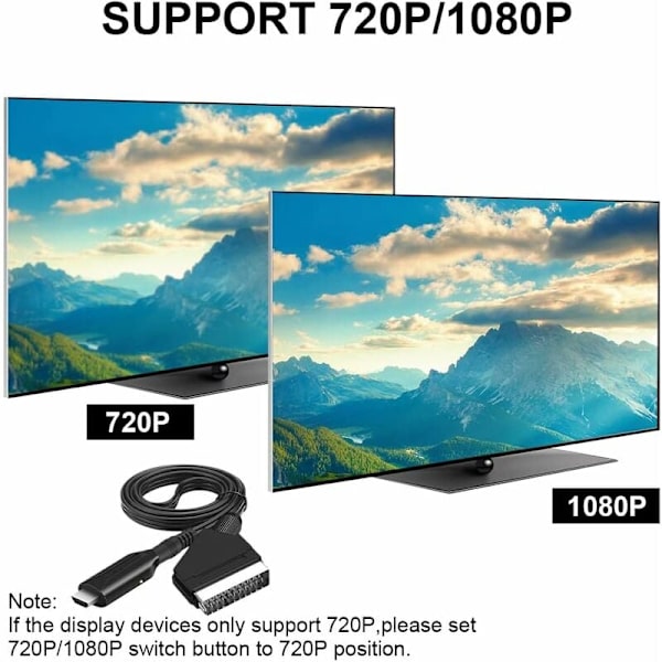 Scart til HDMI-konverter til HDTV/DVD/Set-top box/PS3/PAL/NTSC - S