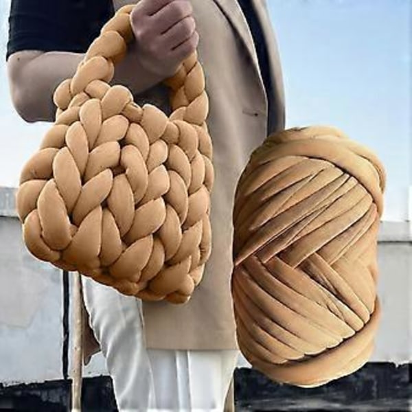1000G Paksu Lankajätti Putkimainen Lanka DIY Painolanka Käsin Neulottu Virkattu Käsivarsi Neulelanka Paksu Lanka Hattuihin Koreihin Lemmikkisänkyjen Kudonta Huivi Karamelli Caramel