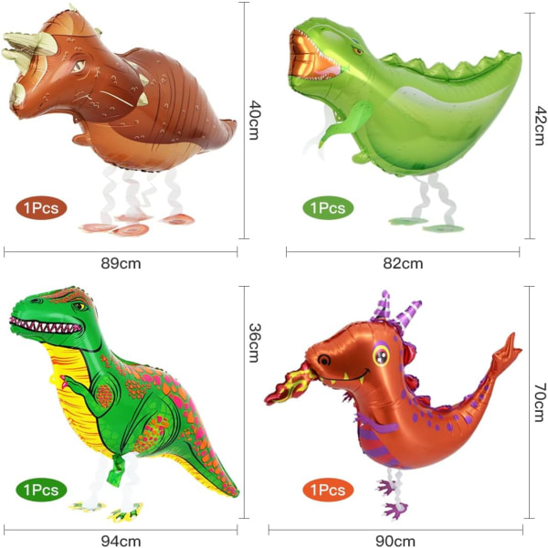 6 kpl Dinosaurus Helium-ilmapallo, Dinosaurus-ilmapallo, Eläin Folio Bal