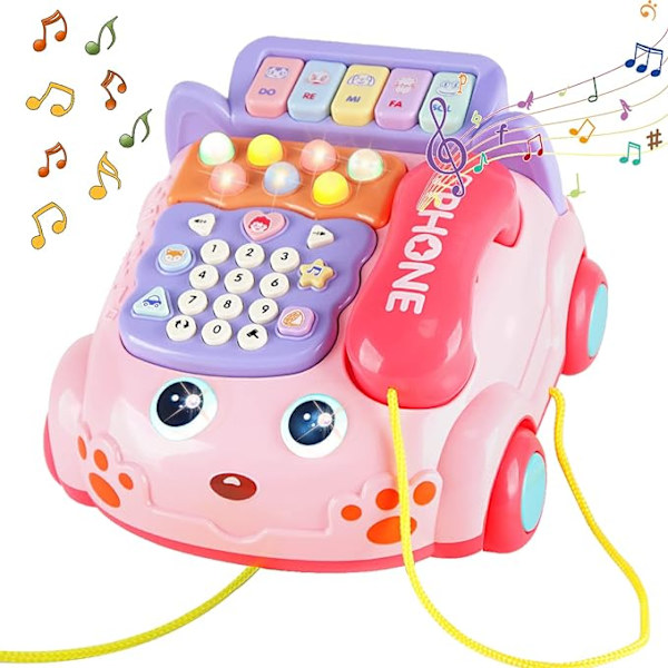 Baby Telefon Legetøj, Baby Legetøj Telefon Tegneserie Baby Klaver Musik Lys Legetøj